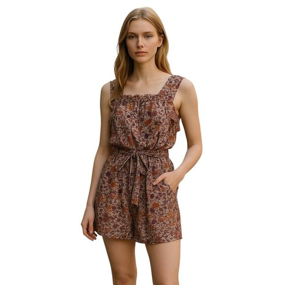 Madewell x Karen Walker Silk Boho Floral Ruffle Tie Waist Mini Dress Red 2 - Picture 1 of 9